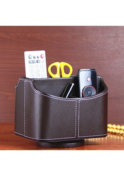 360 Derece Deri Uzaktan Kumandalı Telefon ve Tv Tutucu Masa Depolama Kutusu Kozmetik Fırça Depolama Sahibi Makyaj Organizatörü (Yurt Dışından) modelleri