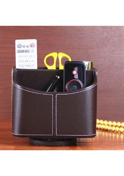 360 Derece Deri Uzaktan Kumandalı Telefon ve Tv Tutucu Masa Depolama Kutusu Kozmetik Fırça Depolama Sahibi Makyaj Organizatörü (Yurt Dışından) fırsatları