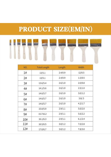 12 Sanat Boya Fırçası Çeşitli Boyutlarda Naylon Boya Fırçaları Ahşap Tutamaklı Sanatçı Vernik Fırçası (Yurt Dışından) fiyatları