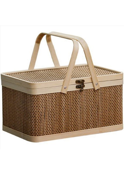 2x Bambu Sepet Doğal -Dostu Dokuma Sepet Bambu Piknik Sepeti Kapaklı Atıştırmalıklar Ekmek Depolama Sepeti (Yurt Dışından) modelleri