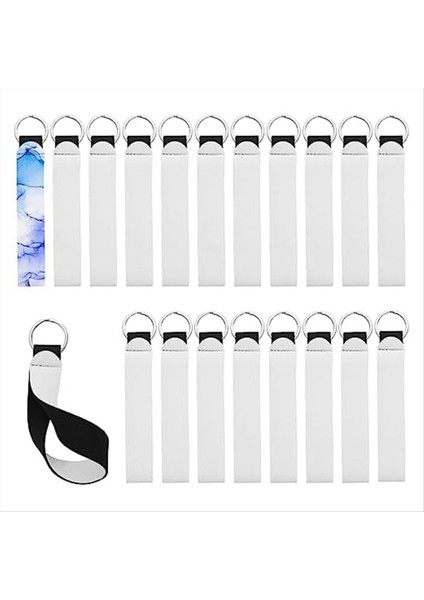 20 Boş Anahtar Fob Süblimasyon Boşlukları Neopren Anahtar Halka Boşluklar Süblimasyon Bilezik Kolye Boşlukları Anahtar Halka ile (Yurt Dışından)