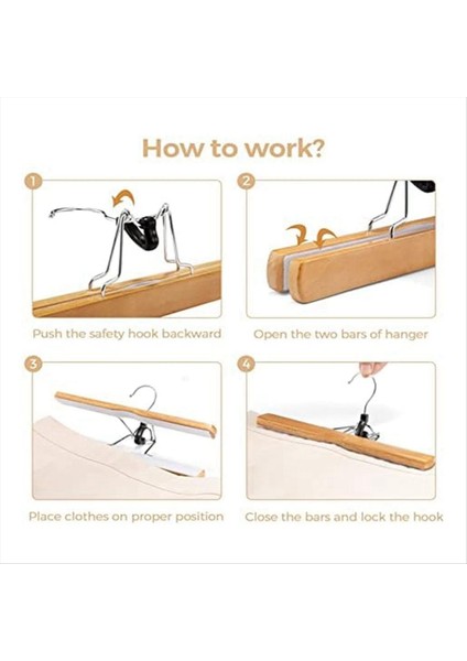Ahşap Pantolon Askıları 10 Paket Pantolon Için Kaymaz Askılar 360 Derece Döner Kanca Pantolon Etek Kot Pantolon Şort (Yurt Dışından) indirimleri