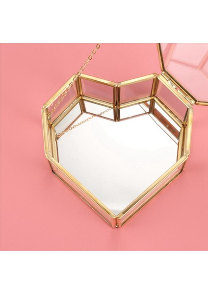 6x Flip Love Kalp Şeklinde Geometrik Cam Takı Kutusu Düğün Dekorasyonu Için Exquisit Eşsiz Düğün Mücevher Kutusu (Yurt Dışından)