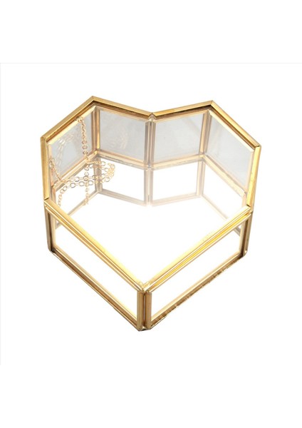 6x Flip Love Kalp Şeklinde Geometrik Cam Takı Kutusu Düğün Dekorasyonu Için Exquisit Eşsiz Düğün Mücevher Kutusu (Yurt Dışından) fiyatları