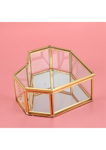 6x Flip Love Kalp Şeklinde Geometrik Cam Takı Kutusu Düğün Dekorasyonu Için Exquisit Eşsiz Düğün Mücevher Kutusu (Yurt Dışından) indirimleri