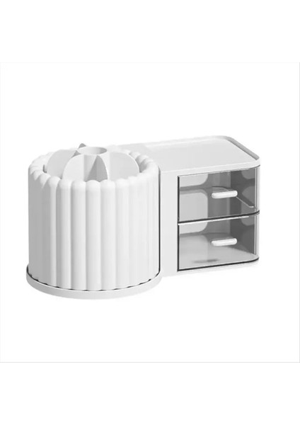 Çekmece Kozmetik Depolama Kutusu Büyük Kapasiteli Makyaj Organizatörü Ev Cilt Bakımı Masaüstü Ruj Fırça Depolama Aracı Beyaz (Yurt Dışından)