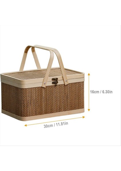 3x Bambu Sepet Doğal -Dostu Dokuma Sepet Bambu Piknik Sepeti Kapak El Taşınır Atıştırmalıklar Ekmek Depolama Sepeti (Yurt Dışından) fiyatları