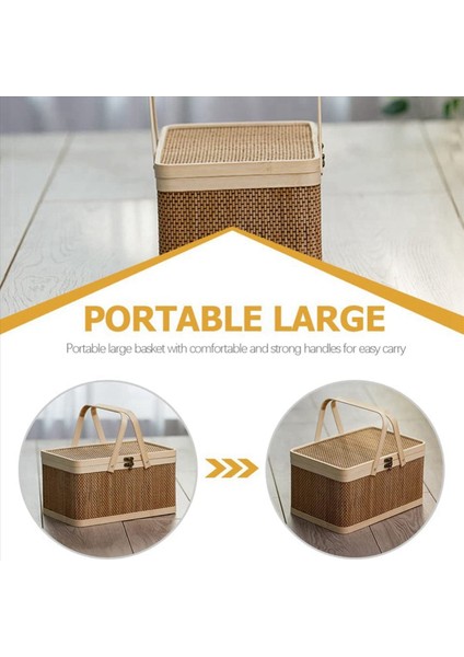 3x Bambu Sepet Doğal -Dostu Dokuma Sepet Bambu Piknik Sepeti Kapak El Taşınır Atıştırmalıklar Ekmek Depolama Sepeti (Yurt Dışından) indirimleri