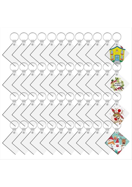 180 Adet Süblimasyon Keychain Boşluklar Toplu Çift Yan Isı Transferi Süblimasyon Süs Boşlukları Boşluklar (Kare) (Yurt Dışından)