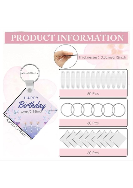 180 Adet Süblimasyon Keychain Boşluklar Toplu Çift Yan Isı Transferi Süblimasyon Süs Boşlukları Boşluklar (Kare) (Yurt Dışından) fiyatları