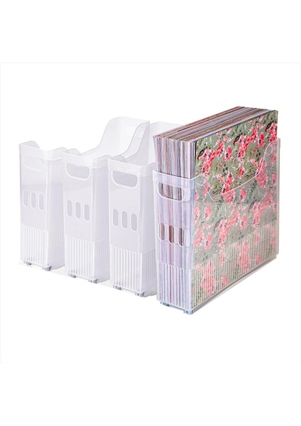 4x Scrapbook Kağıt Depolama Tekerlekler Plastik Scrapbook Depolama Kutusu 12 Inç x 12 Inç Kağıt Not Defteri Kağıdı (Yurt Dışından)