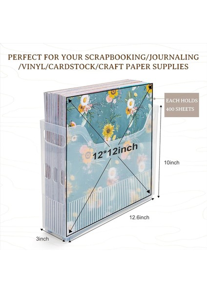 4x Scrapbook Kağıt Depolama Tekerlekler Plastik Scrapbook Depolama Kutusu 12 Inç x 12 Inç Kağıt Not Defteri Kağıdı (Yurt Dışından) fiyatları