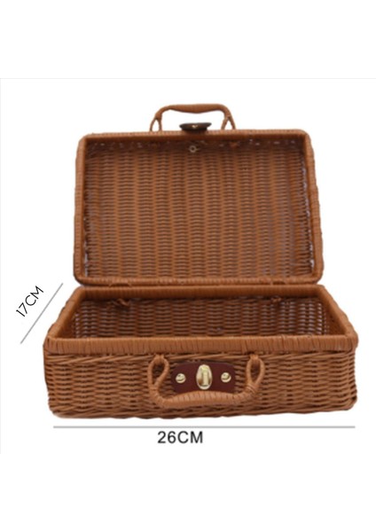 6x Piknik Sepeti Dokuma Hasır Vintage Bavul Dokuma Depolama Sepeti Rattan Depolama Çantası Piknik Örgü Çamaşır Sepeti B (Yurt Dışından) fırsatları