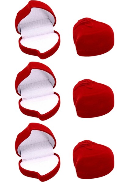 Kalp Şeklinde Yüzük Kutusu Takı Ekran Kutusu Nişan Düğün Mücevher Kutusu Gül Tasarım Çift Kutusu (Yurt Dışından)