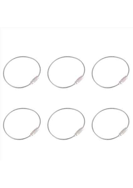 6pcs Paslanmaz Çelik Vidalı Kilitleme Tel Anahtarlık Kablo Anahtar Yüzük Açık Hava Aksesuarı (Yurt Dışından)