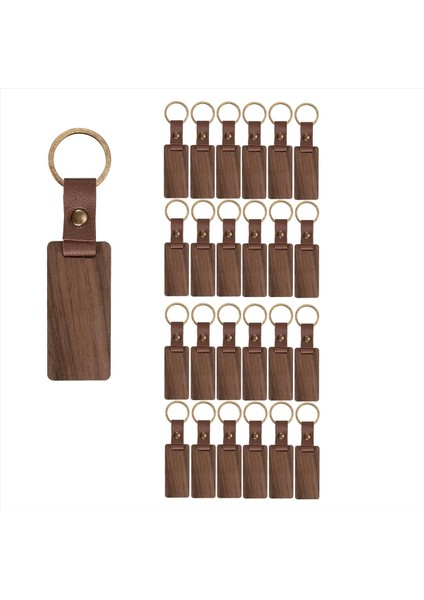25 Adet Deri Ahşap Anahtarlık Boş Ahşap Anahtarlık Boşlukları Deri Kayış Bitmemiş Ahşap Anahtarlıklar (Yurt Dışından)
