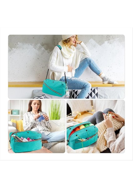 Tığ Işi Çanta Organizatörü Örgü Çantası Iplik Depolama Organizatörü - Tığ Işi Için Iplik Çantası - Tığ Işi Mavisi Için Iplik Tutucu (Yurt Dışından) fırsatları