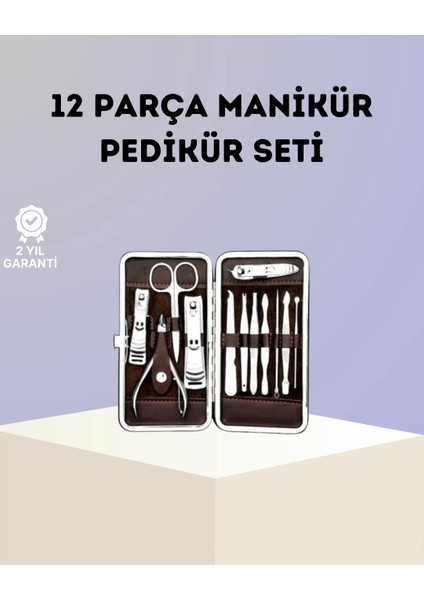 Paslanmaz Çelik Çok Fonksiyonlu 12 Manikür Seti