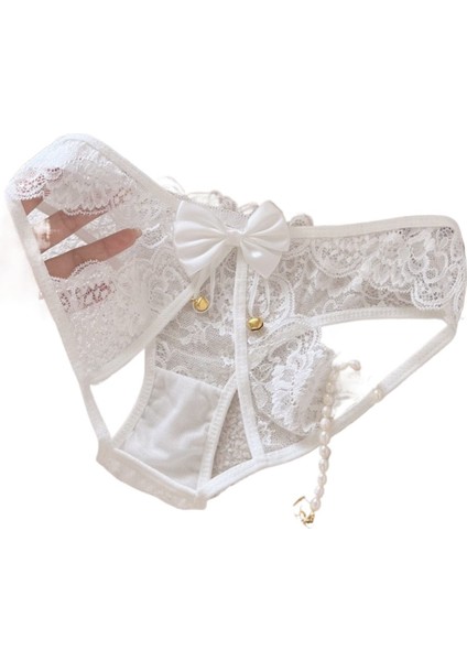 Çan Şeklindeki Dantel Açık Kasık Içi Boş Fiyonklu Külot, Kız Gibi Saf ve Baştan Çıkarıcı Düşük Belli Üçgen Külot (4 Parça, Karışık Renkler) (Yurt Dışından) modelleri