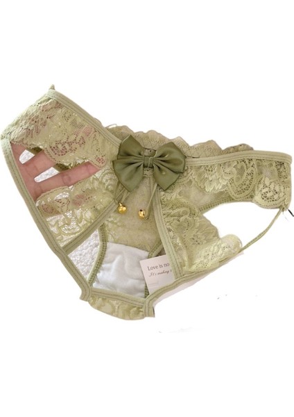 Çan Şeklindeki Dantel Açık Kasık Içi Boş Fiyonklu Külot, Kız Gibi Saf ve Baştan Çıkarıcı Düşük Belli Üçgen Külot (4 Parça, Karışık Renkler) (Yurt Dışından) fırsatları