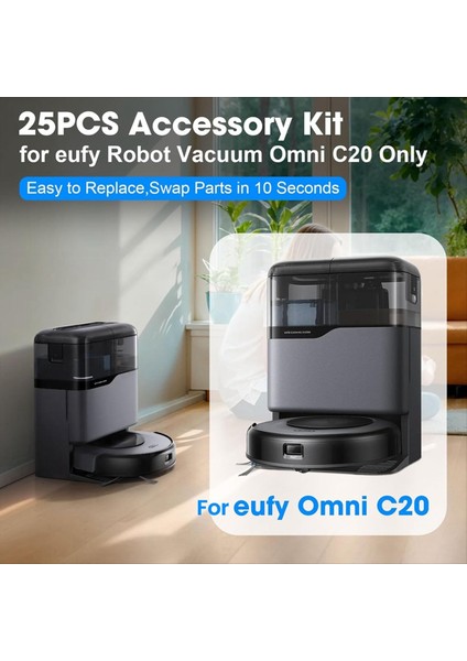Yedek Parçalar Eufy Omnı C20 Elektrikli Süpürge Ana Yan Fırçası Hepa Filtre Paspas Bezi Toz Torbaları Aksesuar Seti (Yurt Dışından) modelleri