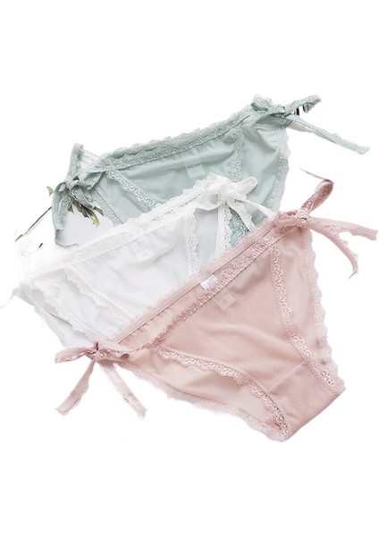 Kadınlar Için File Dantel Külot, Hafif ve Nefes Alabilir, Narin Kenarlı ve Bağcıklı (4 Adet) (Yurt Dışından)