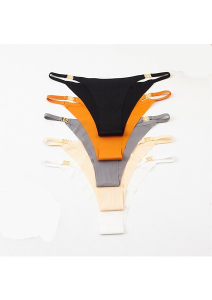 Kadınlar Için Düşük Belli, Nefes Alabilen, Minimalist Tarzda, Yapışkan Astarlı Buz Ipeği Külot (5 Adet) (Yurt Dışından)