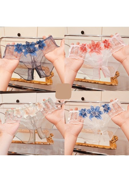 Kadınlar Için Ince, Işlemeli, Açık Ağlı, Şeffaf File Külot, Dikişsiz, Düşük Belli (4 Adet) (Yurt Dışından) fiyatları