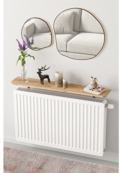 Petek Üstü Uçan Raf Metal Tasarım Beyaz Oval Kesim 100 x 18 cm İskandinav Tarzı