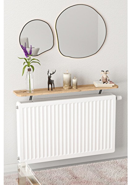 Petek Üstü Uçan Raf Metal Tasarım Beyaz Oval Kesim 100 x 18 cm İskandinav Tarzı