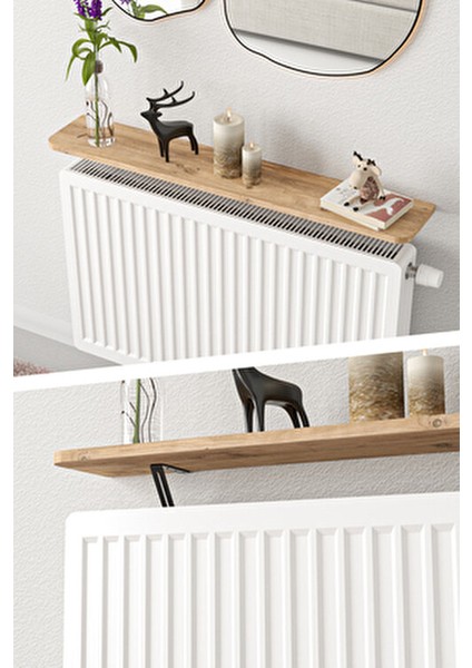 Petek Üstü Uçan Raf Metal Tasarım Beyaz Oval Kesim 100 x 18 cm İskandinav Tarzı