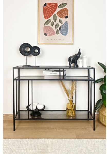 Venedik 100 cm Dresuar Füme Camlı Metal Konsol Kahve Renkli Şık Tasarım fırsatları