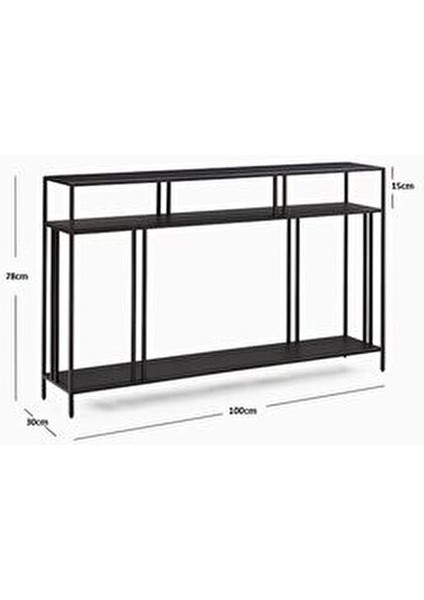 Venedik 100 cm Dresuar Füme Camlı Metal Konsol Kahve Renkli Şık Tasarım