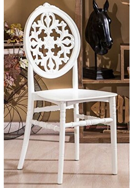 Venüs Beyaz Sandalye 6 Adet Polyester Oturum Yüzeyi ile Şık ve Kullanışlı