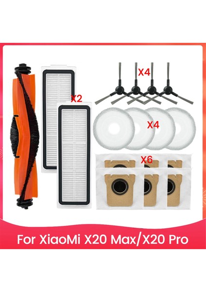 Xiaomi X20 MAX/X20 Pro Robot Süpürge Aksesuarları Kiti Ana Yan Fırça Filtreleri Paspas Bezi Toz Torbası (Yurt Dışından)