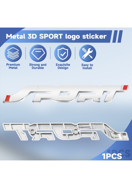 Sport Logo Amblem Araba Gagası Çamurluk Rozeti 3D Sticker Metal Çıkartma Aksesuar Gümüş (Yurt Dışından) fırsatları