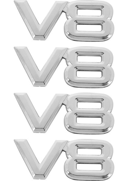 4pcs 7 5x3 5cm Otomatik Araba V8 Stickers 3D Krom Çıkartma Rozeti Amblemi (Yurt Dışından)