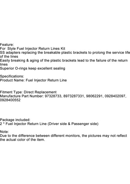 98062291 Araba Yakıt Enjektör Dönüş Hattı Kiti Lly Duramax Dizel 6 6l 2004 5-2010 (Yurt Dışından)