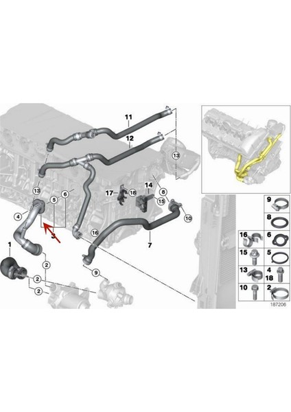 Araç Motoru Soğutma Bmw 1 3 5 6 7 Serisi X1 X3 X5 Z4 Giriş Hat Soğutucu Pompası 11537516414 (Yurt Dışından) fırsatları