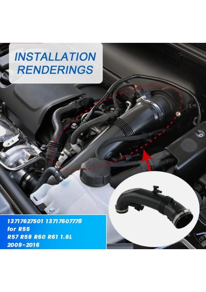 Araba Turbo Şarjlı Hava Kanalı Emme Bot Hortumu Mini Cooper Için 13717627501 R55 R57 R59 R60 R61 1 6l 2009-2016 13717607778 (Yurt Dışından) fırsatları