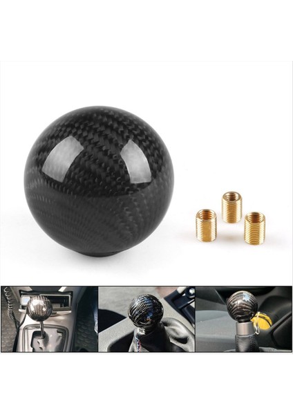 Çoğu Araba Süslemesi Için 3 Adaptör ile Stil Evrensel Karbon Fiber Manuel Dişli Vites Düğmesi Klasik Tur (Yurt Dışından) modelleri