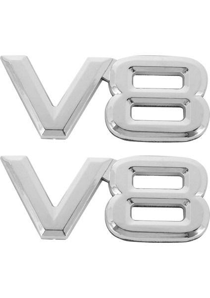 2x 7 5x3 5cm Otomatik Araba V8 Çıkartmalar 3D Krom Çıkartma Rozeti Amblemi (Yurt Dışından)