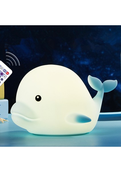 Yunus Gece Lambası Silikon Ortam Dokunmatik Işık Sevimli Evcil Hayvan Uyku Arkadaşı Gece Lambası Çocuk Günü Hediyesi (Yurt Dışından)