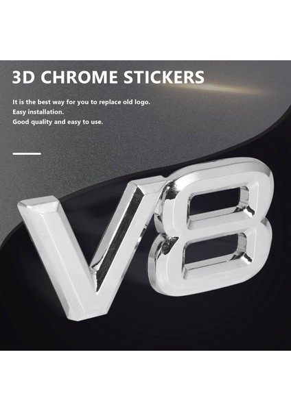 7 5x3 5cm Otomatik Araba V8 Çıkartmalar 3D Krom Çıkartma Rozeti Amblemi (Yurt Dışından) fiyatları