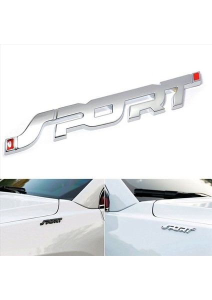 3x Sport Logo Amblem Araba Gagası Çamurluk Rozeti 3D Sticker Metal Çıkartma Aksesuar Gümüş (Yurt Dışından) fiyatları