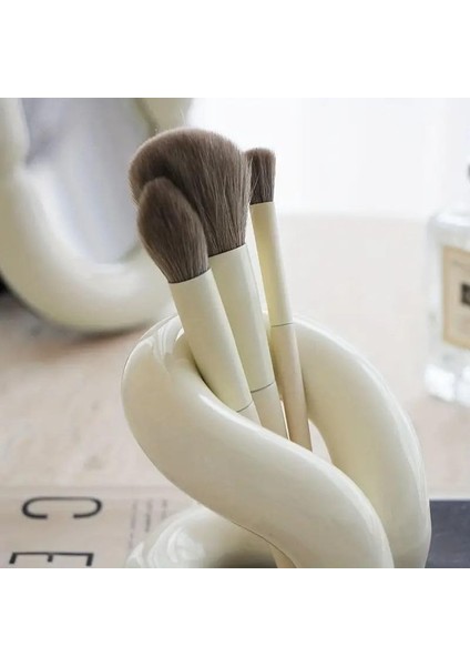 Modern Sanat Tarzı Seramik Makyaj Fırça Tutucu, Diş Fırçası ve Diş Macunu Standı, Yatak Odası ve Banyo Için Minimalist Masaüstü Depolama Rafı RX08601 (Yurt Dışından)