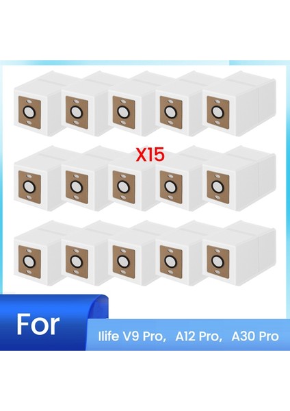 Ilife V9 / V9 Pro / G9 / G9 Pro / A12 Pro Robot Süpürge Parçası Yedek Çöp Torbası 15PCS Için Toz Torbası (Yurt Dışından)