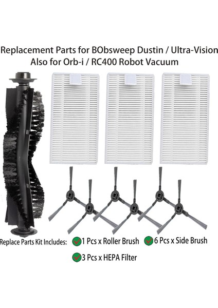 Yedek Parçalar Bobsweep Dustin / Ultra Görüş, Ayrıca Orb-I / RC400 Robotlu Süpürge Aksesuarları (Yurt Dışından) fırsatları