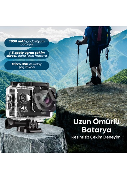 4K Ultra Hd Wi-Fi Aksiyon Kamera – 170° Geniş Açı Zengin Aksesuar Destekli 4K 30FPS 16 Mp Aksiyon Kamerası modelleri