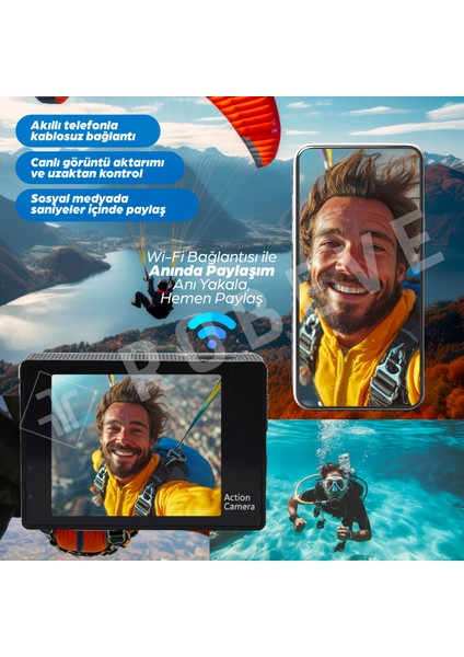 4K Ultra Hd Wi-Fi Aksiyon Kamera – 170° Geniş Açı Zengin Aksesuar Destekli 4K 30FPS 16 Mp Aksiyon Kamerası fırsatları